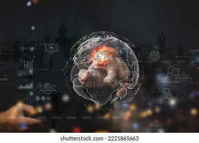 Global internet connection application and digital marketing digital connections with technology.Business strategy innovation and big data virtual screen.