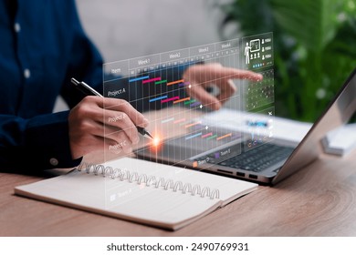 Global Logistics international delivery, Logistics management plan schedule, Transport technology, Businesswomen use laptop meeting online and Logistics plan for cargo document and transportation - Powered by Shutterstock