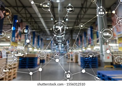 Global Logistics Network Concept. Delivery Planning On Virtual Screen.