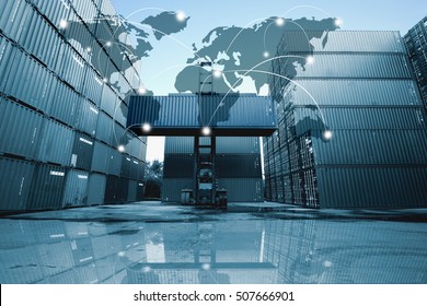 Global logistics network transportation, Map global logistics partnership connection of Container Cargo freight ship for Logistics Import Export background