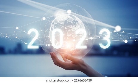 Global network. 2023 New Year concept. New year's card. - Shutterstock ID 2196656439