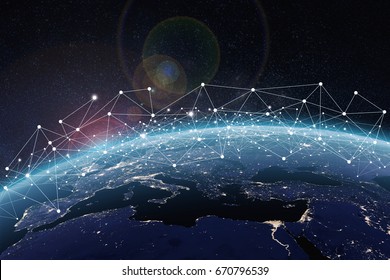Global network concept. 3D rendering elements of this image furnished by NASA