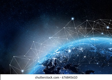 Global network concept. 3D rendering elements of this image furnished by NASA