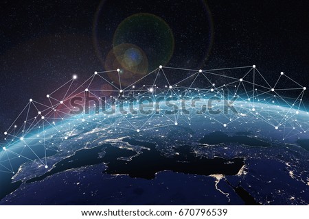Global network concept. 3D rendering elements of this image furnished by NASA
