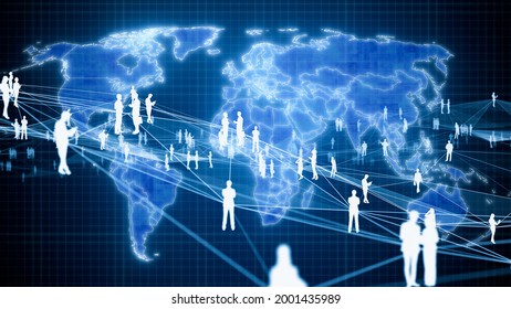 Global network concept. World map. Business strategy. Human resources.
