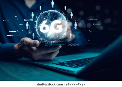 Global network connection 6G on hand business man.Global network connection 6G with icon concept, technology network wireless systems and internet of things, new technologies coming up in the future. - Powered by Shutterstock