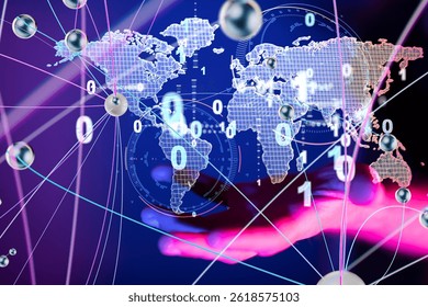 Global Network Connection: Digital World Map