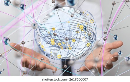 Global Network Connection:  Digital World Map