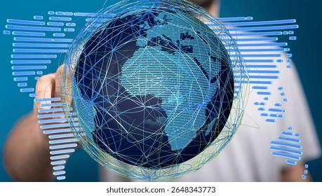 Global Network Connection: Digital World Map