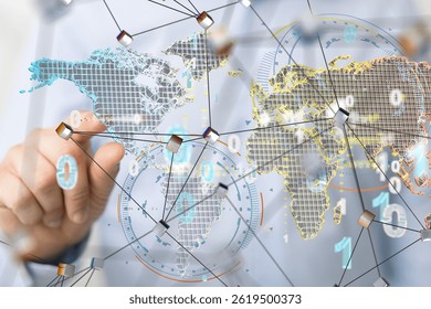 Global Network Connections: Digital World Map