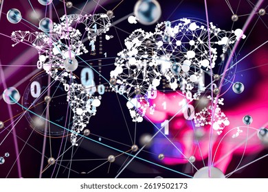 Global Network Connections: Digital World Map