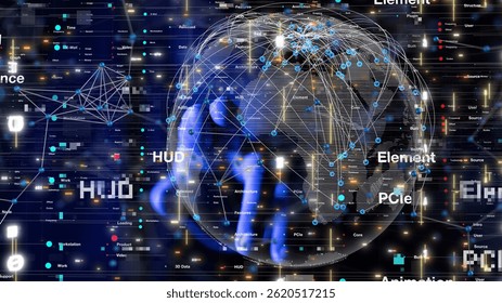 Global Network Data Visualization: Futuristic HUD Interface