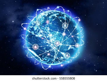 Global network internet Concept. Elements of this image furnished by NASA.