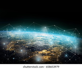 Global network internet Concept. Elements of this image furnished by NASA.