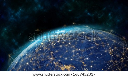 Global network modern creative telecommunication and internet connection. Concept of 5G wireless digital connection and internet of things future.