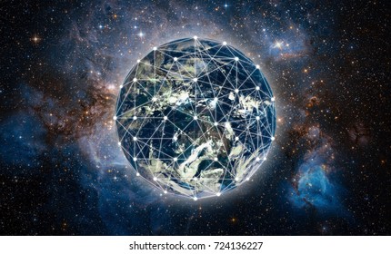 Global network over the world with glowing light Element of this image furnished by NASA