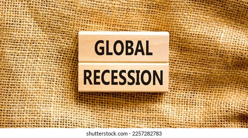Global recession symbol. Concept words Global recession on wooden blocks. Beautiful canvas table canvas background. Business and global recession concept. Copy space. - Shutterstock ID 2257282783