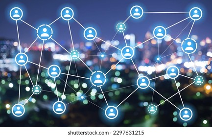 Global structure networking and data connection concept. Business Social network concept. Connecting people on the internet, Social network connection.