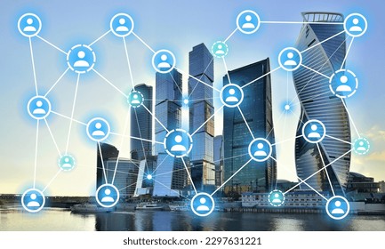 Global structure networking and data connection concept. Business Social network concept. Connecting people on the internet, Social network connection.