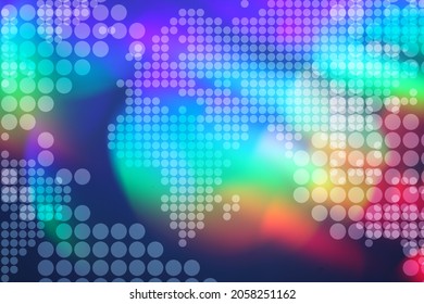 Global virtual world map on colorful abstract digital background