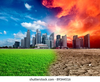 Global warming effect in city - Shutterstock ID 89344516