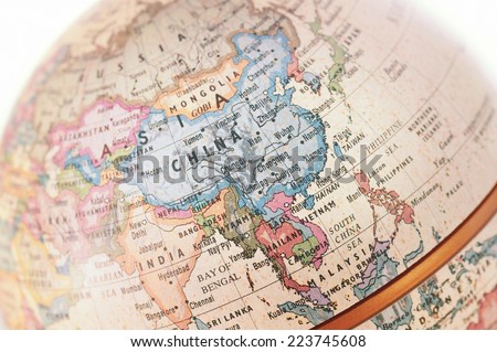 Globe Asia close-up