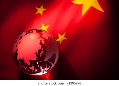 Globe And China Flag For Background