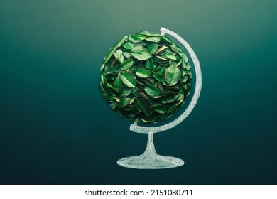Globe earth eco concept. Earth world environment day symbol. Copy space. Minimal nature idea to artwork design - Shutterstock ID 2151080711