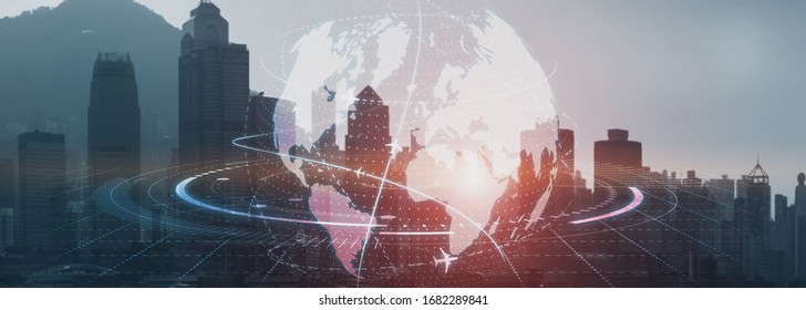 Globe Earth Flight Communication internation business global. - Shutterstock ID 1682289841