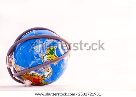 globe earth planet with lan cable on the white background