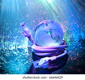 globe with high technology background