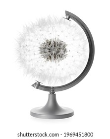 Globe made of dandelion on white background