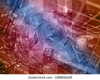 Globe and mans - abstract computer background, tone.
