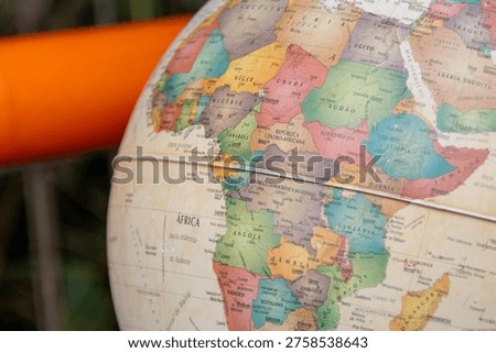 Globe on a classroom table in Rio de Janeiro, Brazil.