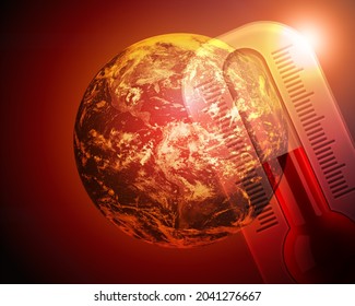 The Globe Is On Fire, Global Warming, The Average Temperature On Earth Is Rising In Space