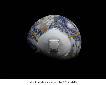Globe of planet Earth with surgical mask for pandemic virus protection. Elements of this image furnished by NASA. - Shutterstock ID 1677495445