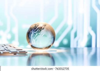 Globe sphere front the screen
