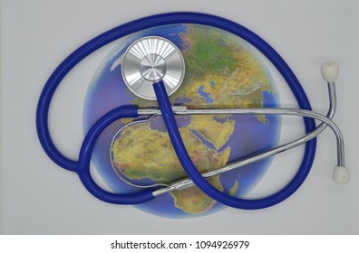 Globe with stethoscope