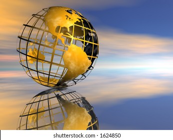 Globe And Sunset Sky