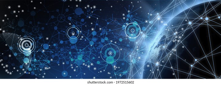 A globe with wireless network connection technology concept at night. - Powered by Shutterstock