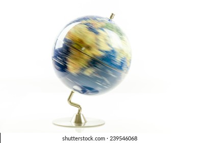 Globe Of The World Spinning Isolated On White Background