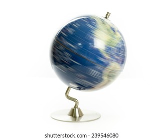 Globe Of The World Spinning Isolated On White Background