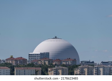 The Globen Arena Avicii With The SkyLift Carrier At Top, A Sunny Summer Day In Stockholm, Sweden  2022-07-12