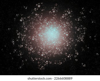 Globular star cluster in our galaxy. Space with millions of stars. Astrophotography of a large constellation.