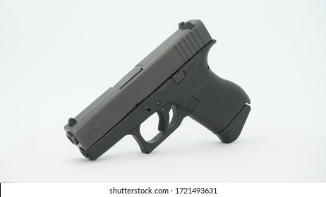 Glock 43 Pistol Gun 9 Mm. On White Background