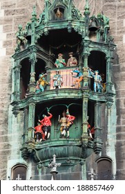 Glockenspiel On The Munich City Hall, Germany.