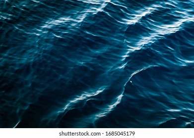 gloomy blue sea waves close-up