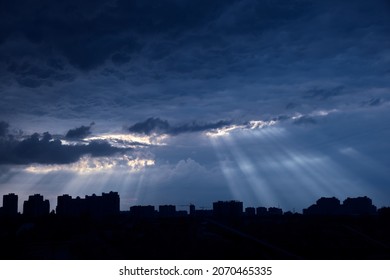 Gloomy Sky Over The City In The Evening