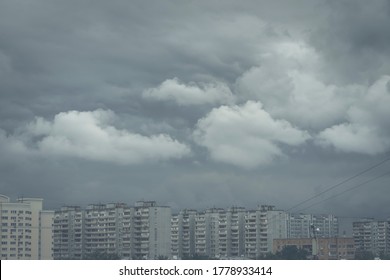 Gloomy Storm Clouds Over City