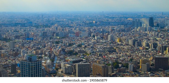 Gloomy Tokyo Under Smoggy Unclear Sky